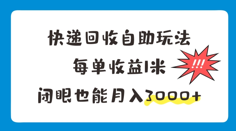 快递回收自助式游戏玩法，每一单盈利1米，闭上眼也可以月入3000