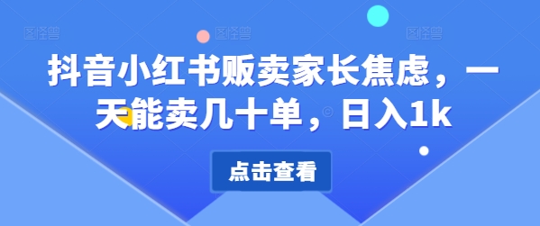 抖音小红书售卖家长的焦虑，一天可以卖几十单，日入1k