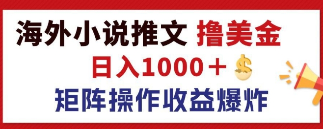 全新国外小说推文撸美元，日入1k  朝阳行业，引流矩阵变大盈利发生爆炸