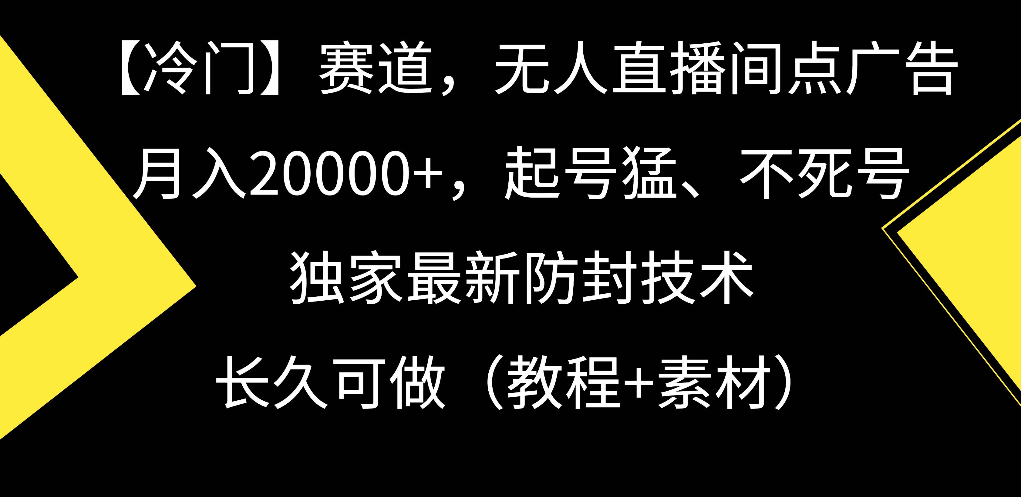 【冷门】赛道，无人直播间点广告，月入20000+，起号猛、不死号，独家最…