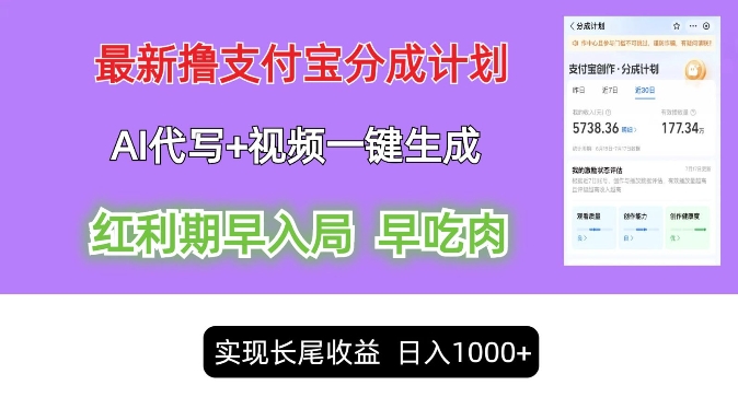 新视频一键生成和AI代笔撸支付宝钱包写作分为，轻轻松松日入1k