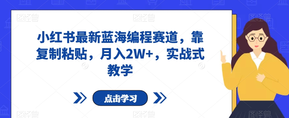 小红书的全新瀚海程序编写跑道，靠拷贝，月入2W ，实战演练教学模式【揭密】-暖阳网-优质付费教程和创业项目大全