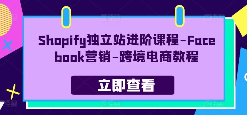 Shopify自建站升阶课程内容-Facebook营销推广-跨境电子商务实例教程