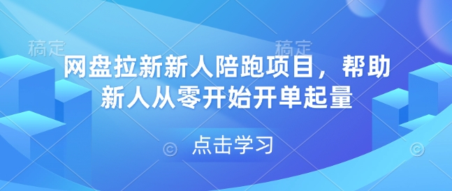 网盘拉新新人陪跑项目，帮助新人从零开始开单起量