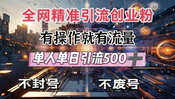 各大网站独家代理引流方法自主创业粉，有实际操作就会有总流量，单人单日引流方法500 ，防封号、不耗号